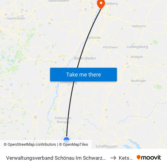 Verwaltungsverband Schönau Im Schwarzwald to Ketsch map