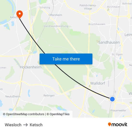 Wiesloch to Ketsch map