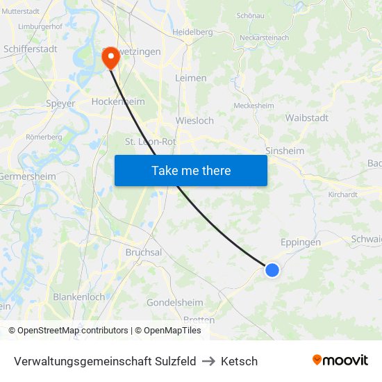 Verwaltungsgemeinschaft Sulzfeld to Ketsch map