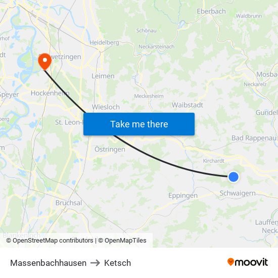 Massenbachhausen to Ketsch map