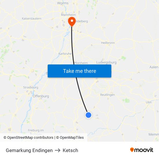 Gemarkung Endingen to Ketsch map
