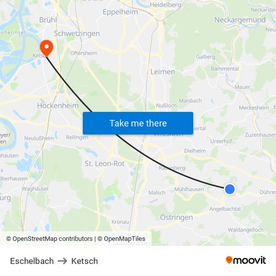 Eschelbach to Ketsch map