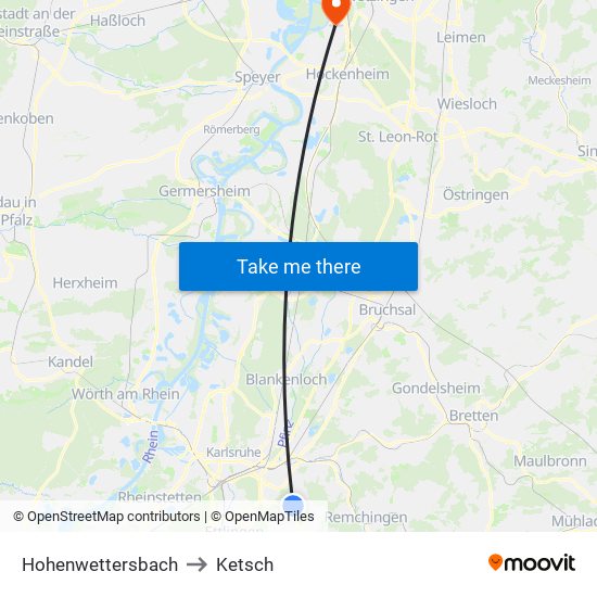 Hohenwettersbach to Ketsch map