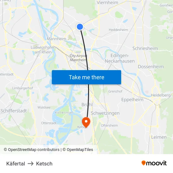 Käfertal to Ketsch map