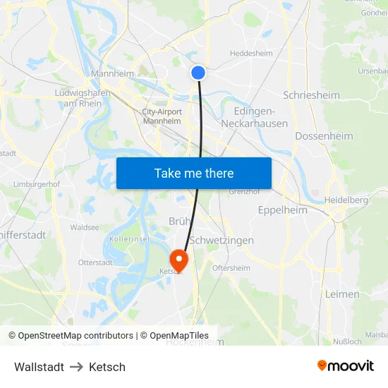 Wallstadt to Ketsch map
