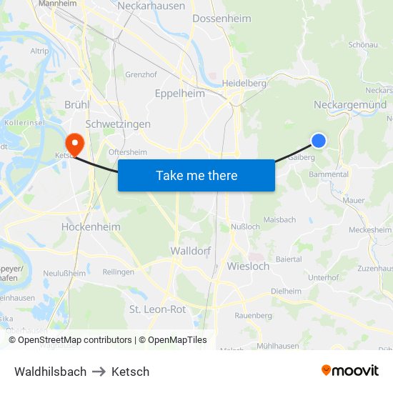 Waldhilsbach to Ketsch map