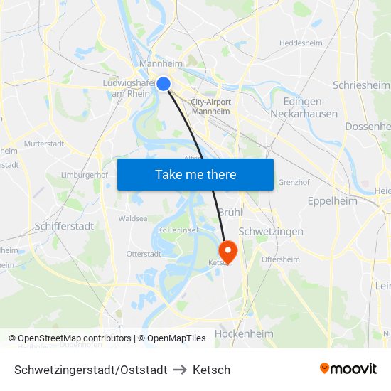 Schwetzingerstadt/Oststadt to Ketsch map