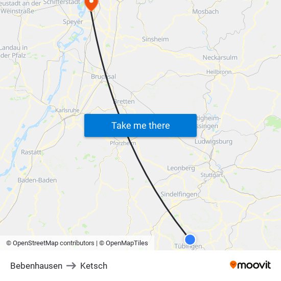 Bebenhausen to Ketsch map