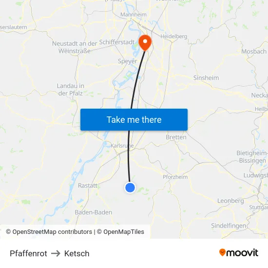 Pfaffenrot to Ketsch map