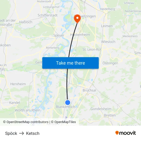 Spöck to Ketsch map