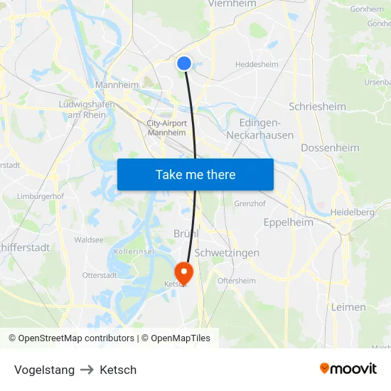 Vogelstang to Ketsch map