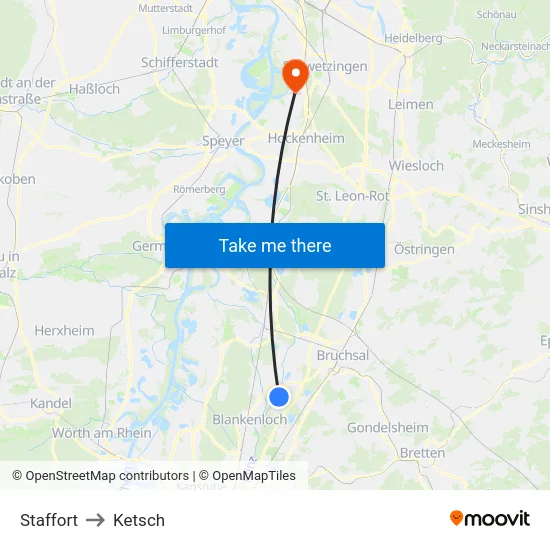 Staffort to Ketsch map