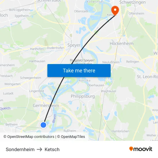 Sondernheim to Ketsch map