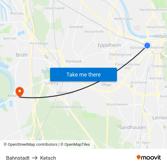 Bahnstadt to Ketsch map