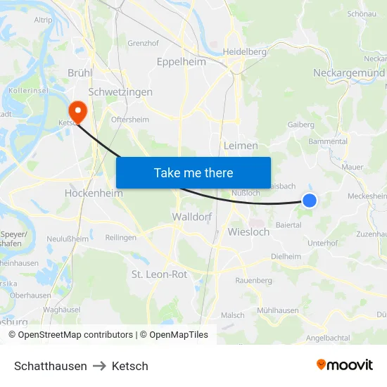 Schatthausen to Ketsch map