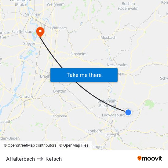 Affalterbach to Ketsch map