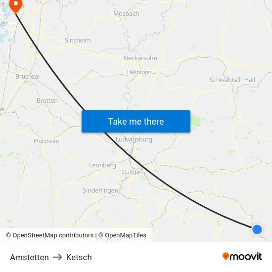 Amstetten to Ketsch map