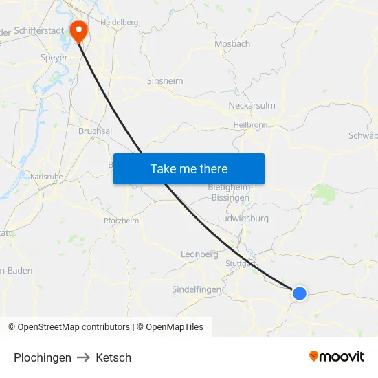Plochingen to Ketsch map