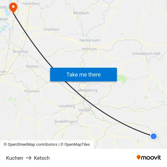 Kuchen to Ketsch map