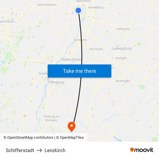 Schifferstadt to Lenzkirch map