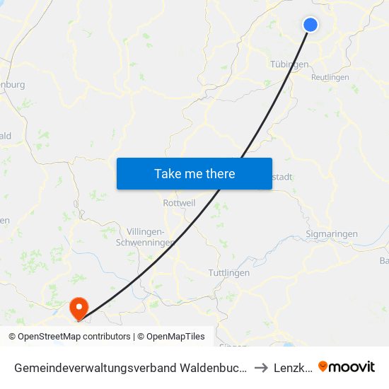 Gemeindeverwaltungsverband Waldenbuch/Steinenbronn to Lenzkirch map