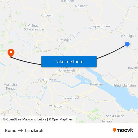 Boms to Lenzkirch map