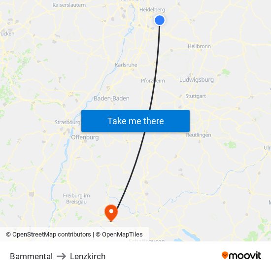 Bammental to Lenzkirch map