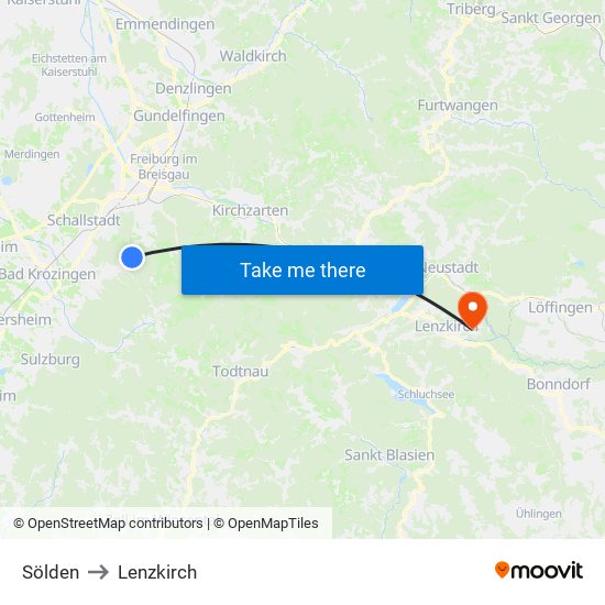 Sölden to Lenzkirch map