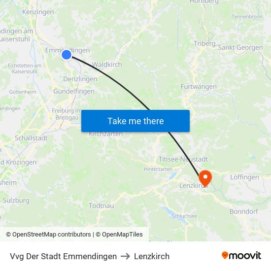 Vvg Der Stadt Emmendingen to Lenzkirch map