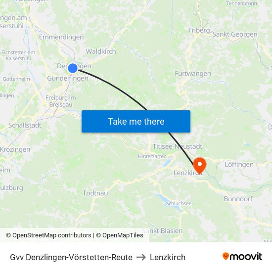 Gvv Denzlingen-Vörstetten-Reute to Lenzkirch map