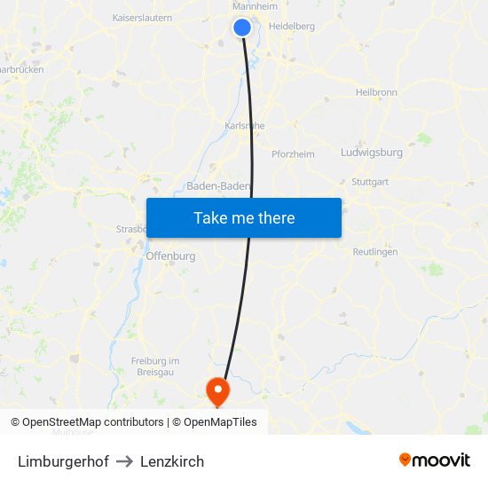 Limburgerhof to Lenzkirch map