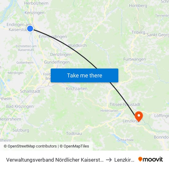 Verwaltungsverband Nördlicher Kaiserstuhl to Lenzkirch map