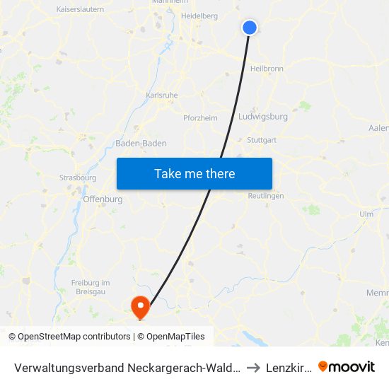 Verwaltungsverband Neckargerach-Waldbrunn to Lenzkirch map