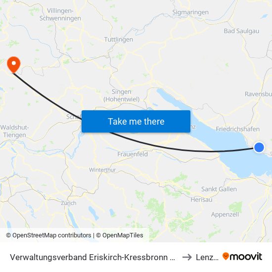 Verwaltungsverband Eriskirch-Kressbronn am Bodensee-Langenargen to Lenzkirch map