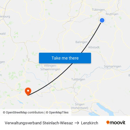 Verwaltungsverband Steinlach-Wiesaz to Lenzkirch map