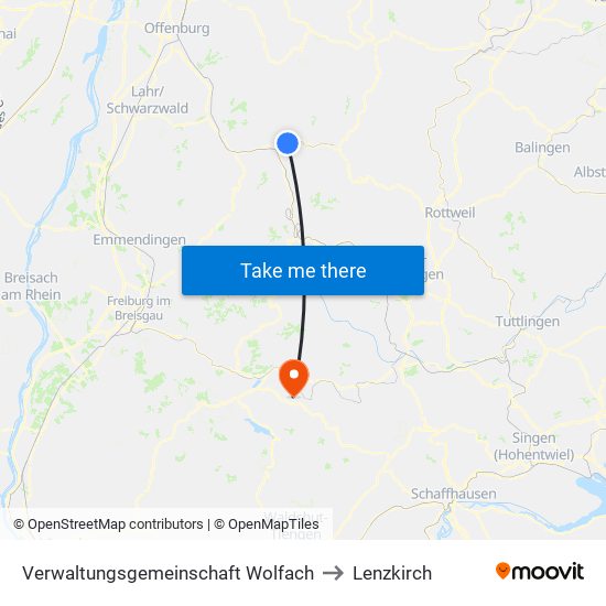 Verwaltungsgemeinschaft Wolfach to Lenzkirch map