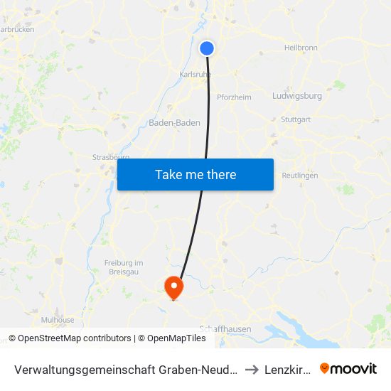 Verwaltungsgemeinschaft Graben-Neudorf to Lenzkirch map