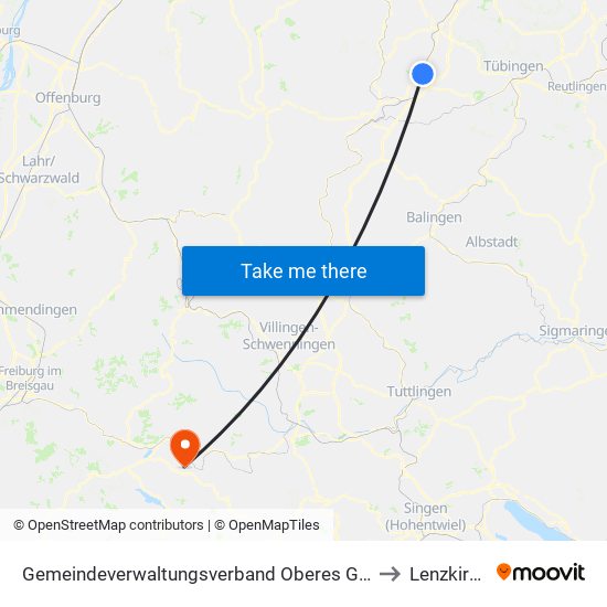 Gemeindeverwaltungsverband Oberes Gäu to Lenzkirch map