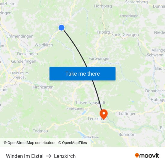 Winden Im Elztal to Lenzkirch map