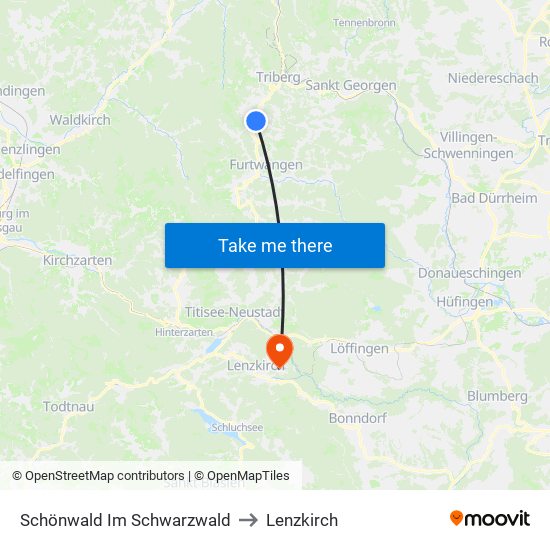 Schönwald Im Schwarzwald to Lenzkirch map