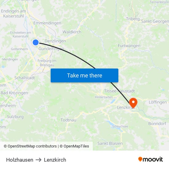 Holzhausen to Lenzkirch map