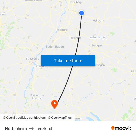 Hoffenheim to Lenzkirch map