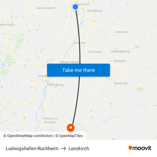Ludwigshafen-Ruchheim to Lenzkirch map