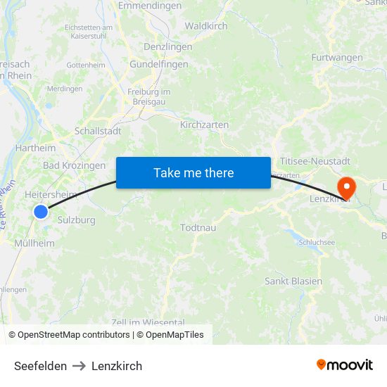Seefelden to Lenzkirch map