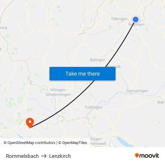 Rommelsbach to Lenzkirch map