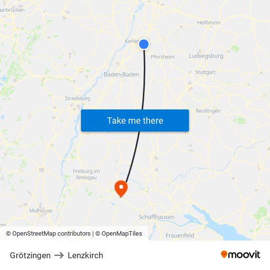 Grötzingen to Lenzkirch map