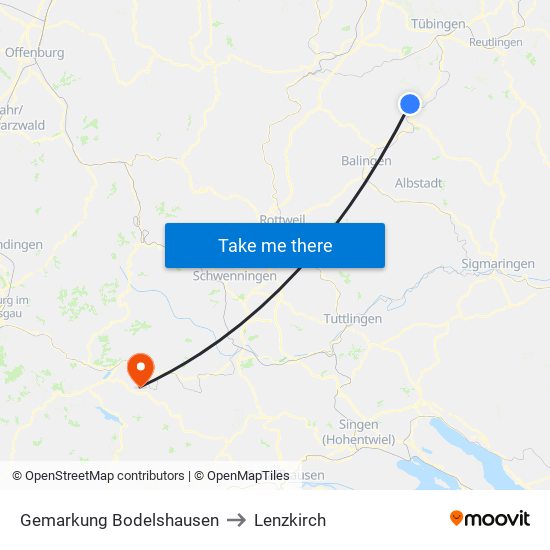 Gemarkung Bodelshausen to Lenzkirch map