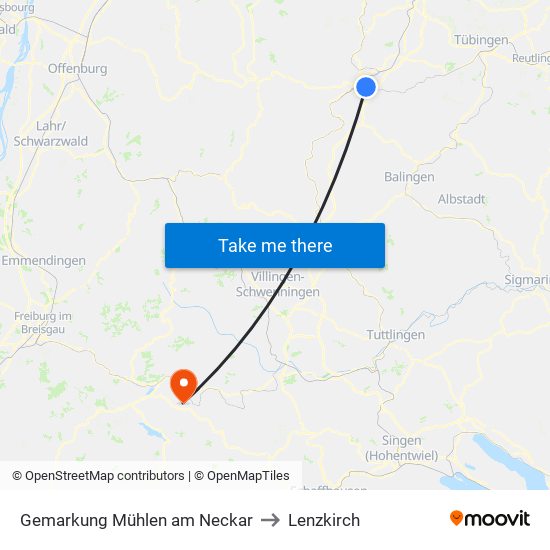 Gemarkung Mühlen am Neckar to Lenzkirch map