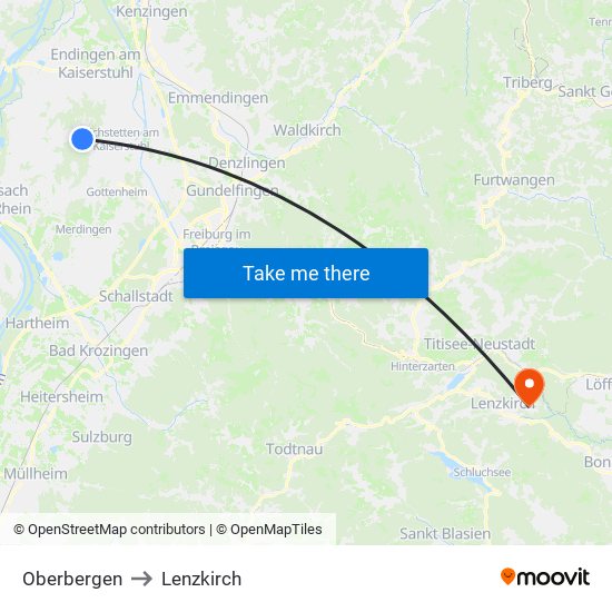 Oberbergen to Lenzkirch map