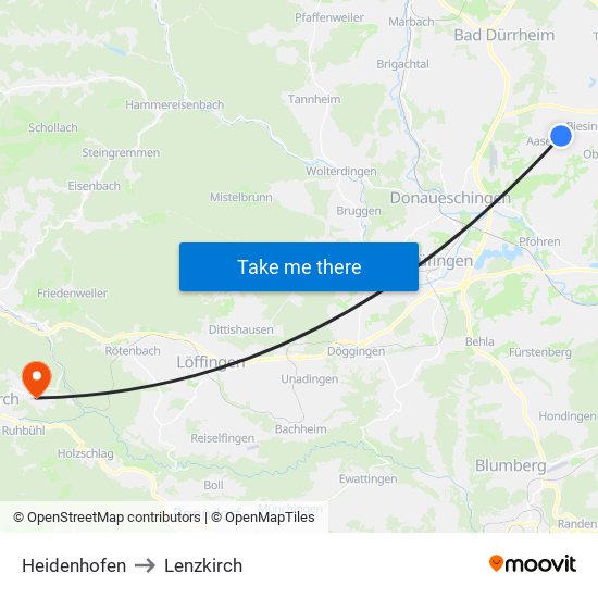 Heidenhofen to Lenzkirch map